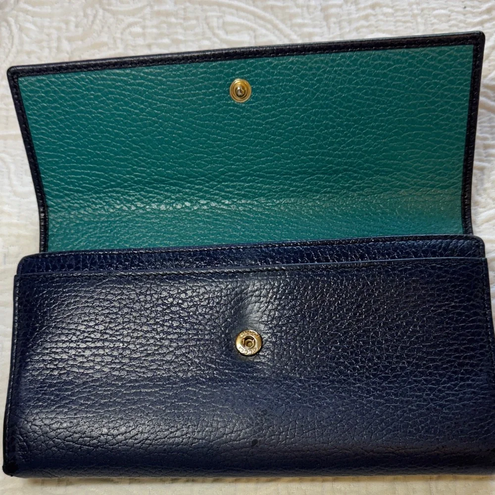Gucci Vintage Navy and Teal Leather Wallet - Picture 3 of 9